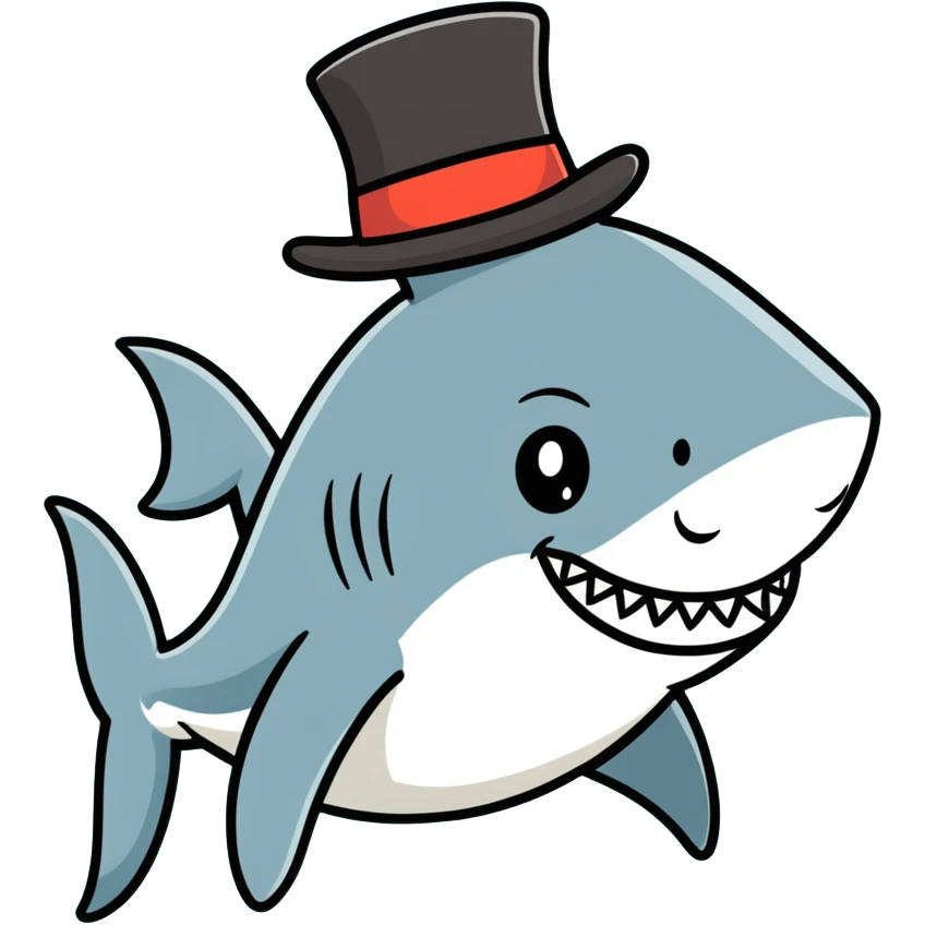 Shark with a top hat emoji