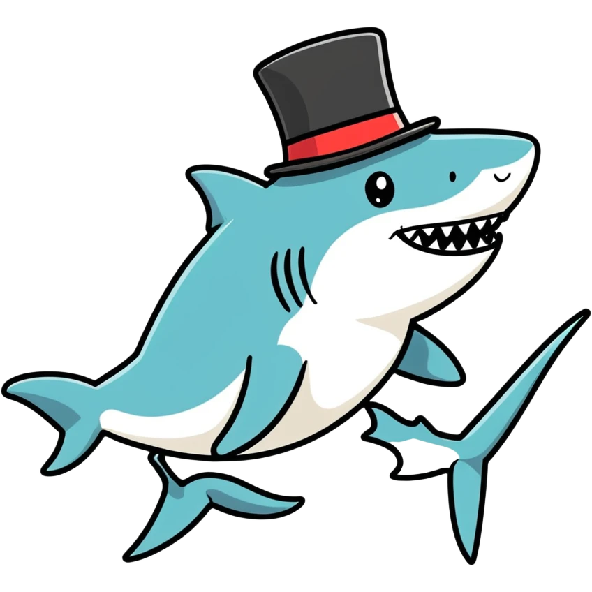 Shark with a top hat emoji