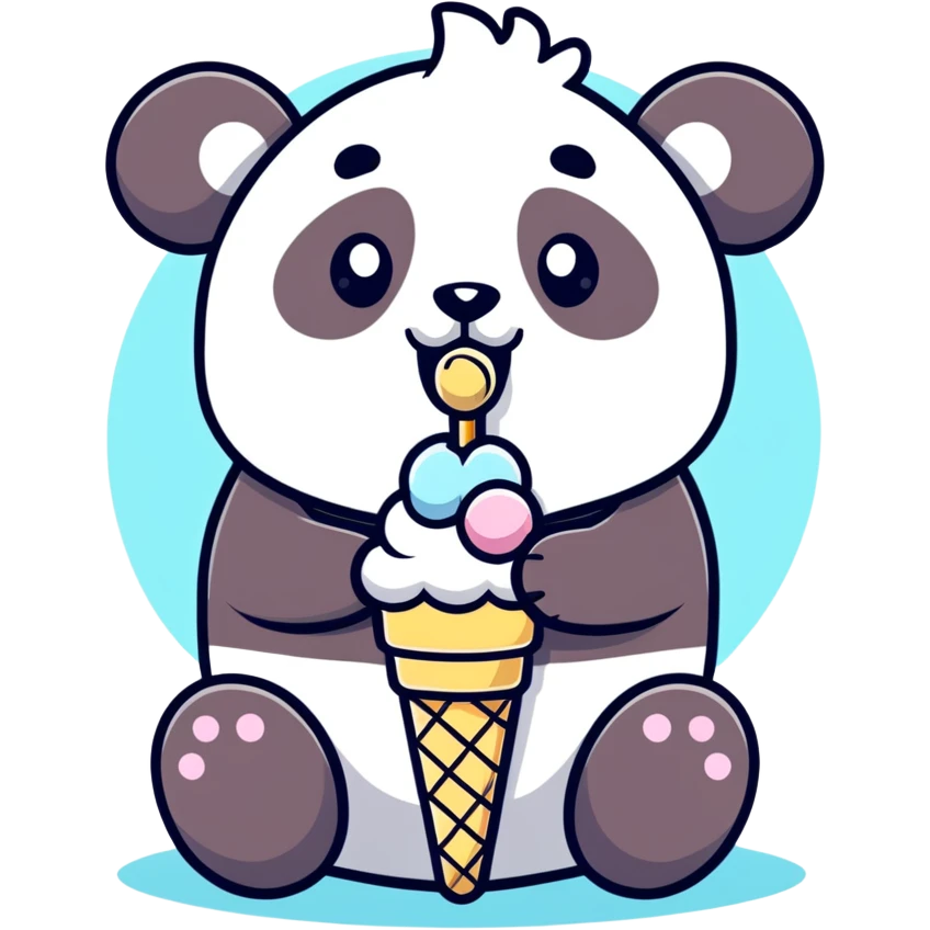 Panda eating ice cream emoji
