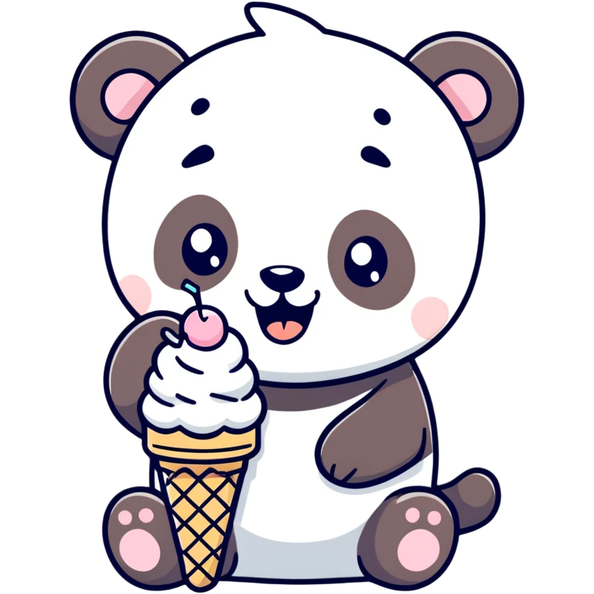 Panda eating ice cream emoji