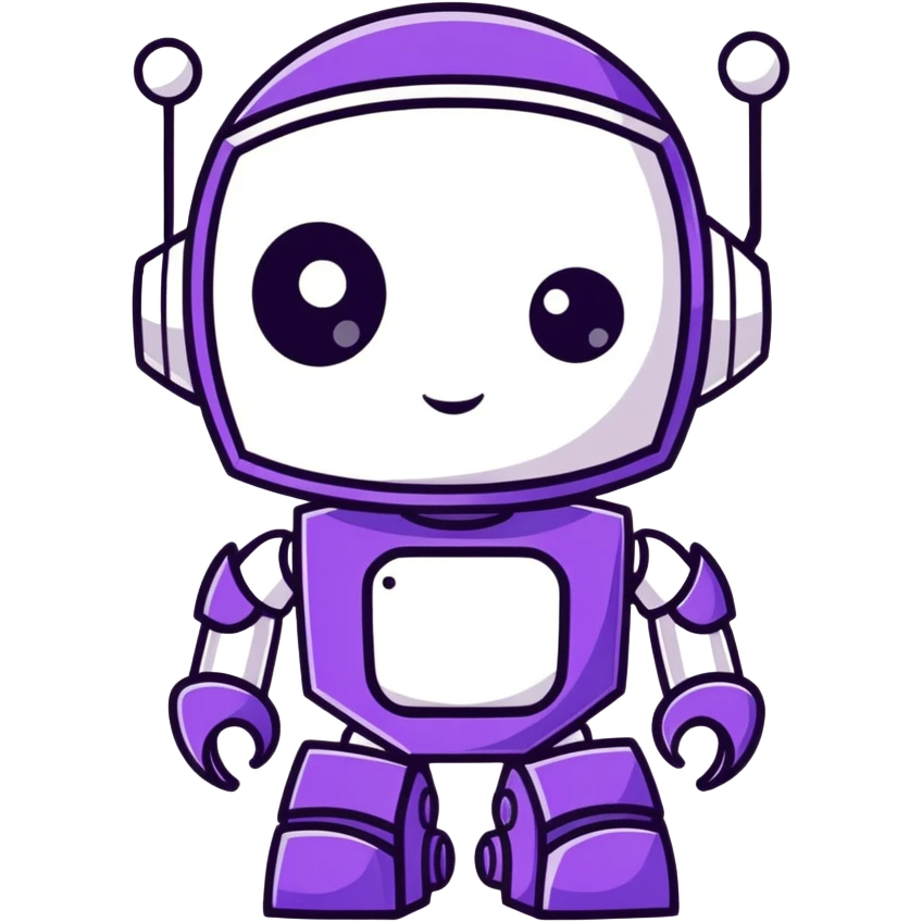 Purple and silver emo robot emoji