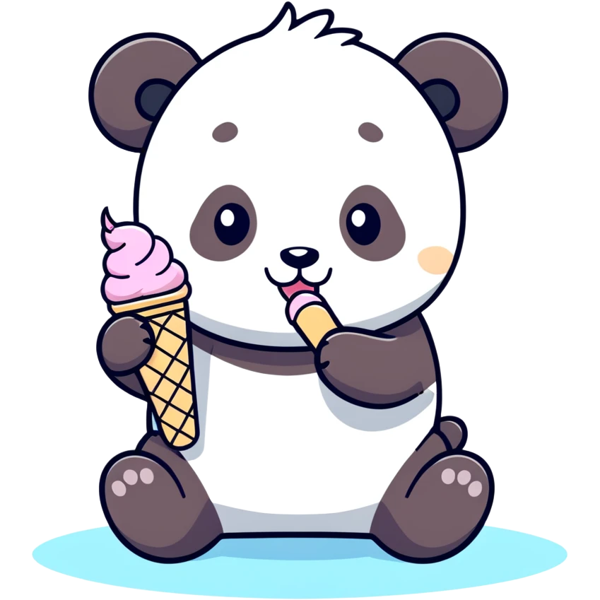 Panda eating ice cream emoji