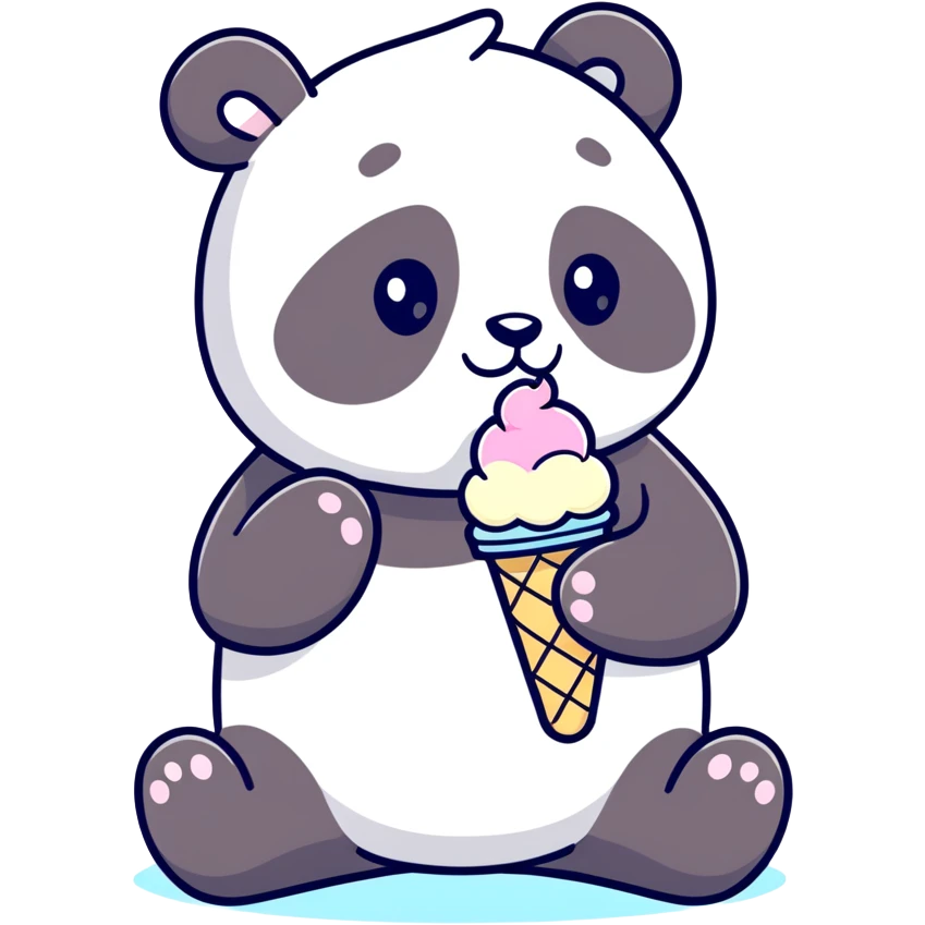 Panda eating ice cream emoji
