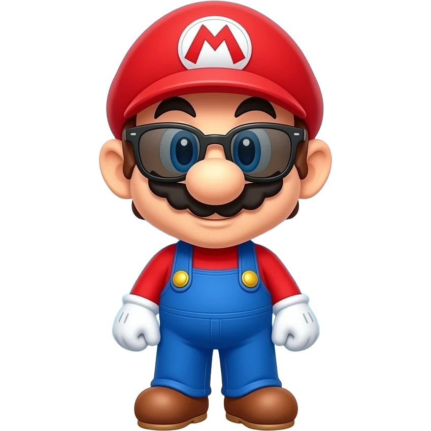 chibi mario wearing shorts and sunglasses on the sunny day near the sea ...