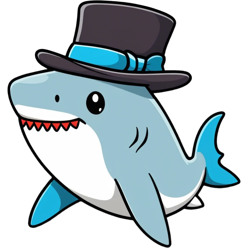 Shark with a top hat emoji