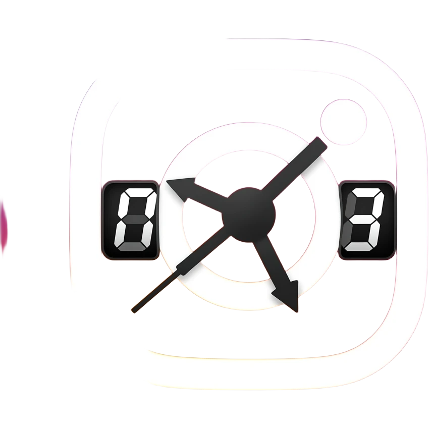 instagram logo + time emoji