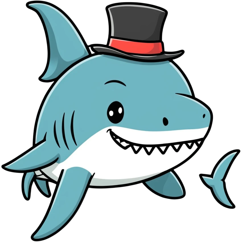 Shark with a top hat emoji