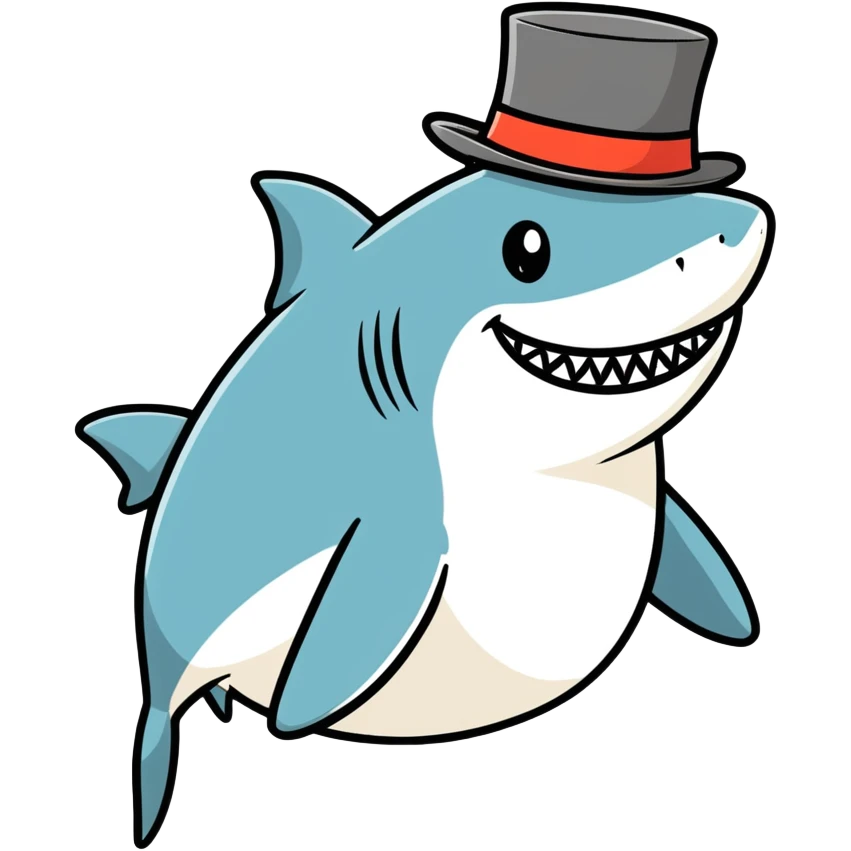 Shark with a top hat emoji