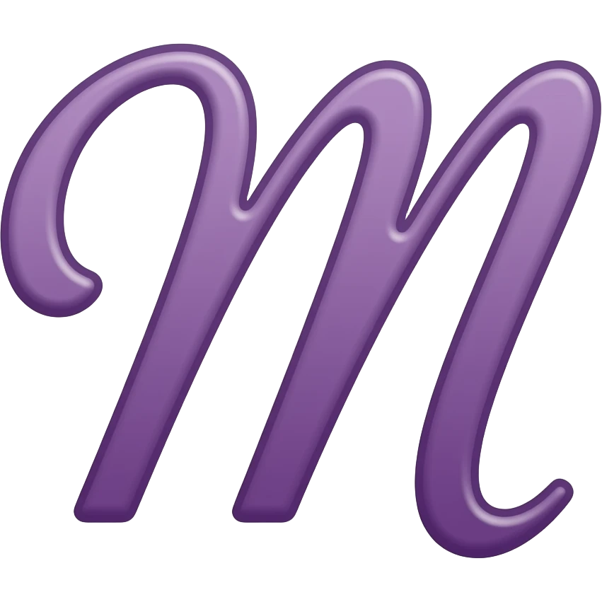 purple letter capital m in cursive style emoji