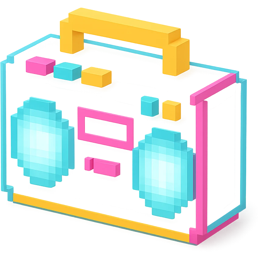 сделай белый святящейся бумбокс, no background emoji