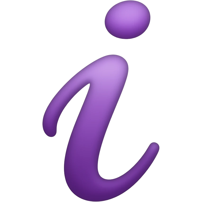 purple letter uppercase i in cursive style emoji