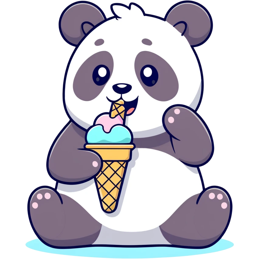 Panda eating ice cream emoji