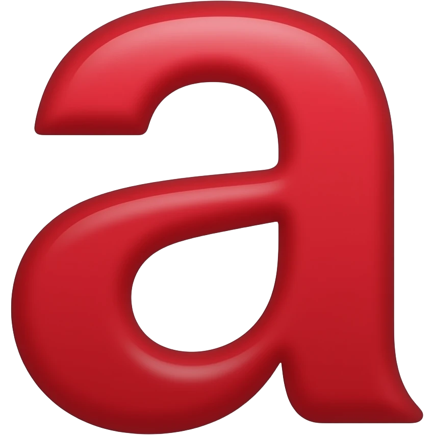 Letter a (font changed to pbs kids headline regular font) (red) (lowercase) emoji