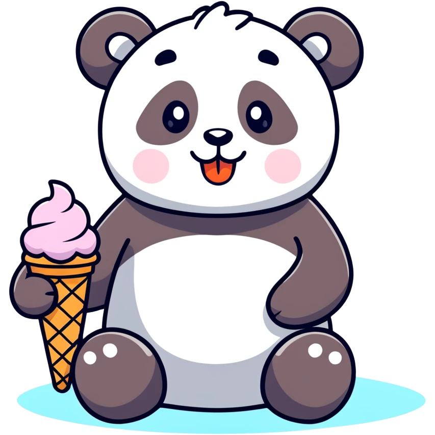 Panda eating ice cream emoji