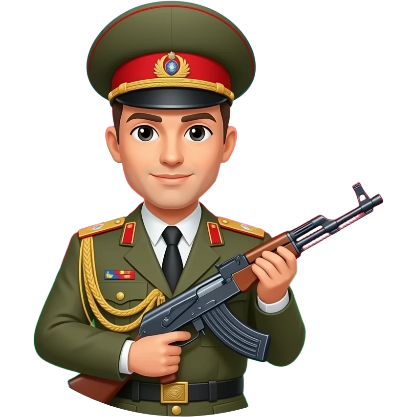 Azərbaycan bayrağını yumburu dairəyə qoy və başında general papağı əlində kar 98 olsun emoji