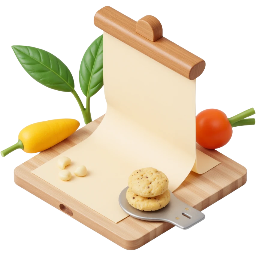 Floating Ingredients Around a List (with Transparent Background) emoji