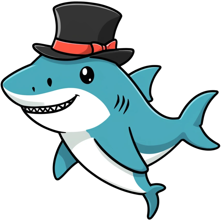 Shark with a top hat emoji