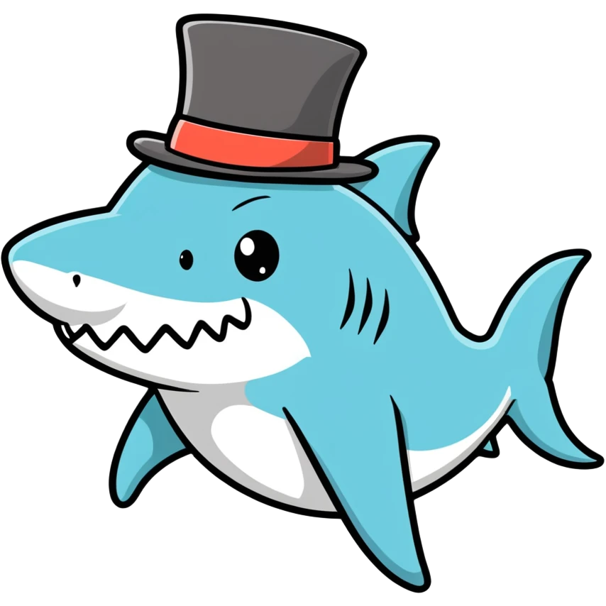 Shark with a top hat emoji