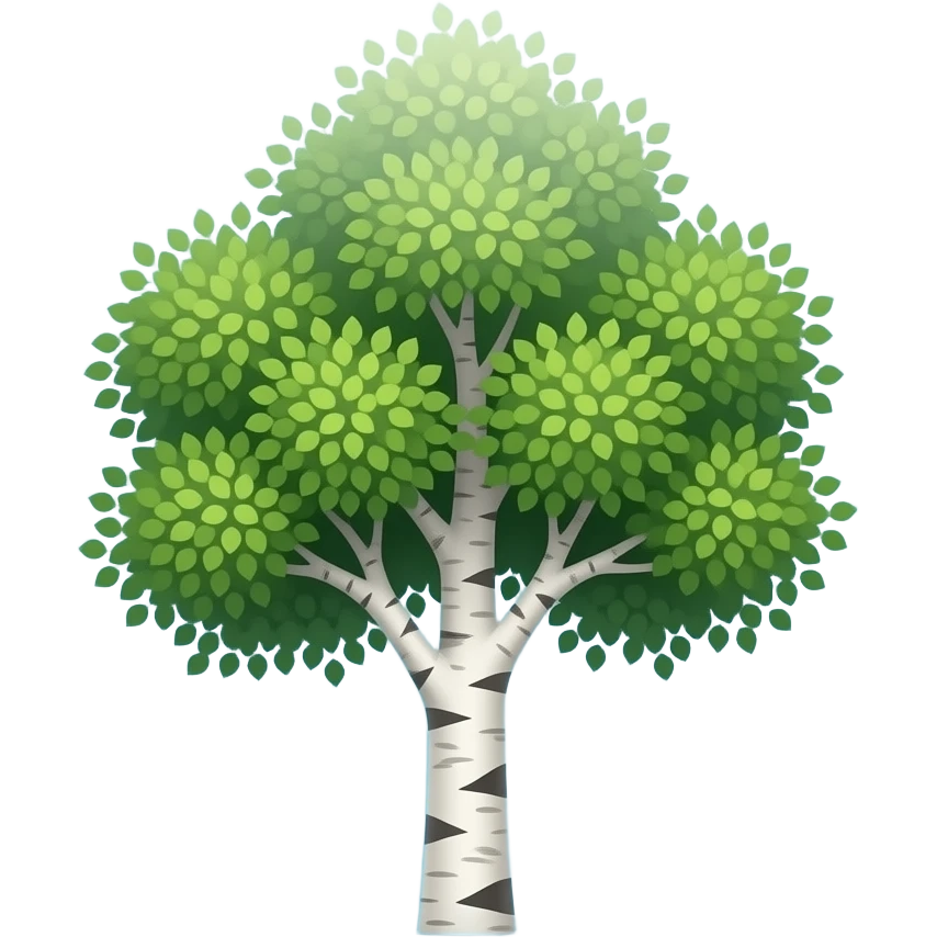 Круглый эмодзи с реалистичной берёзой emoji