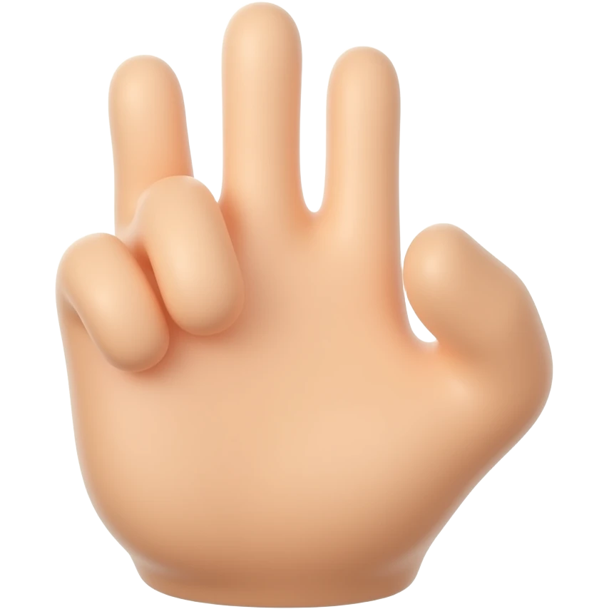 Cute 3D emoji-style hand only, four fingers total, index finger extended sideways in a cheek-poke gesture, other fingers softly curled, no visible thumb, soft rounded glossy texture, clean white background, centered composition, minimal cute icon style. emoji
