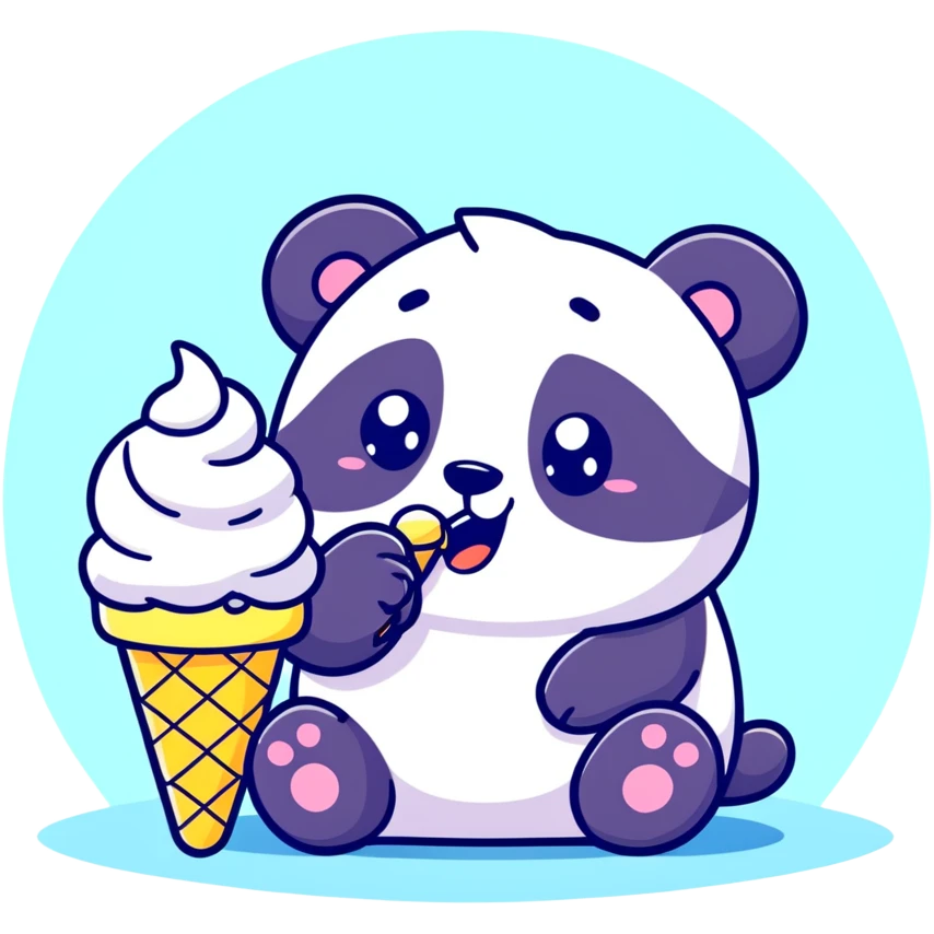 Panda eating ice cream emoji