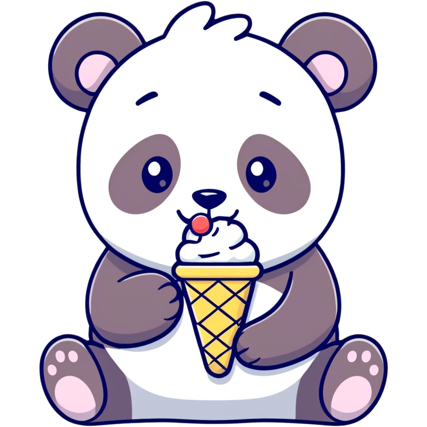Panda eating ice cream emoji