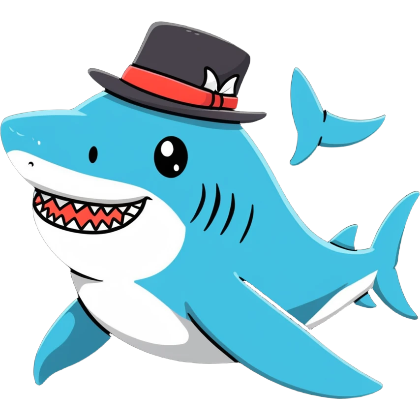 Shark with a top hat emoji
