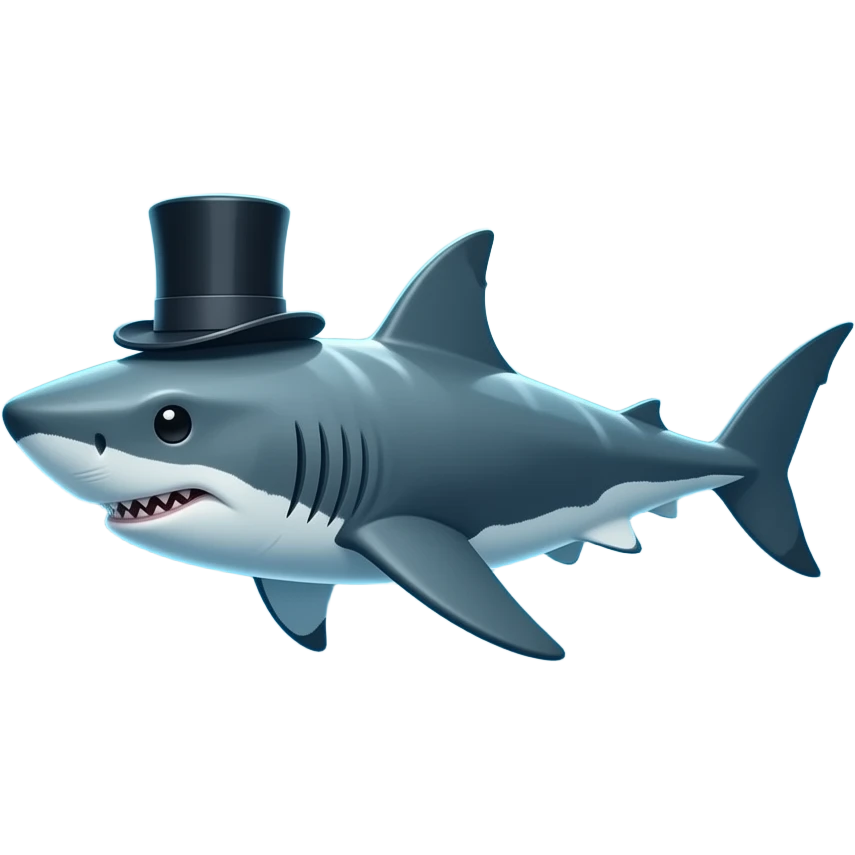 Shark with a top hat emoji
