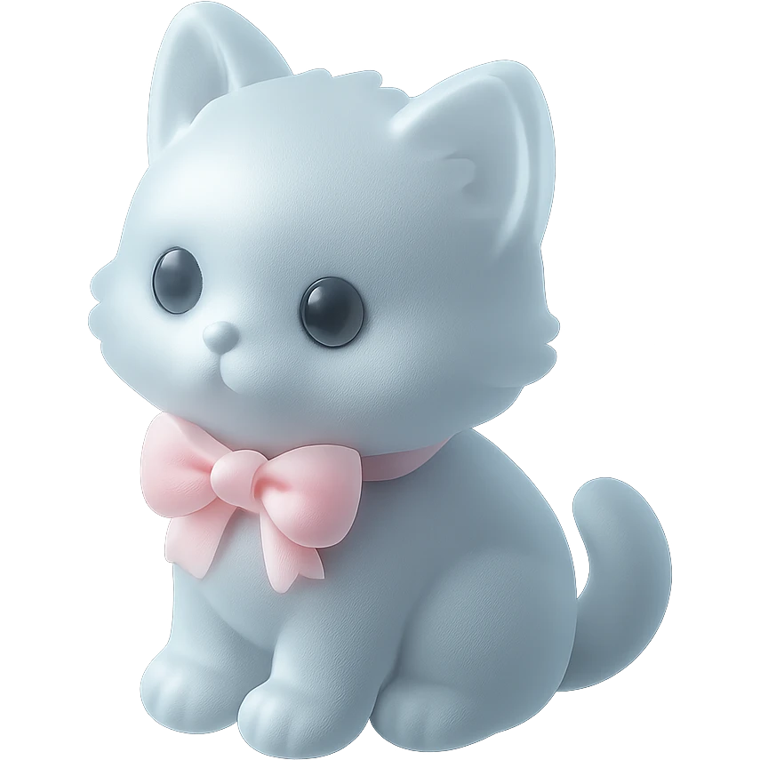 cute fluffy white kitten with a light pink bow emoji