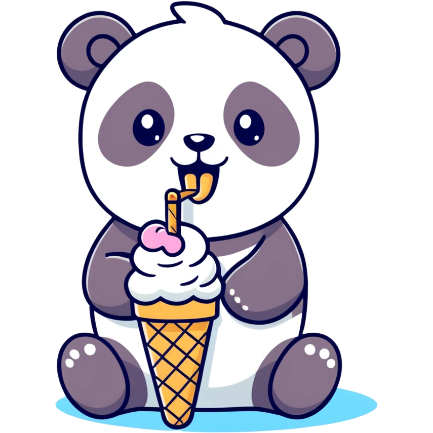Panda eating ice cream emoji