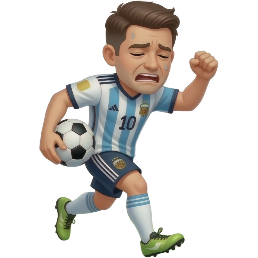 A SOCCER PLAYER LEAVING TIRED AFTER THE MATCH WITH A BALL BECAUSE HE DID A HAT-TRICK emoji