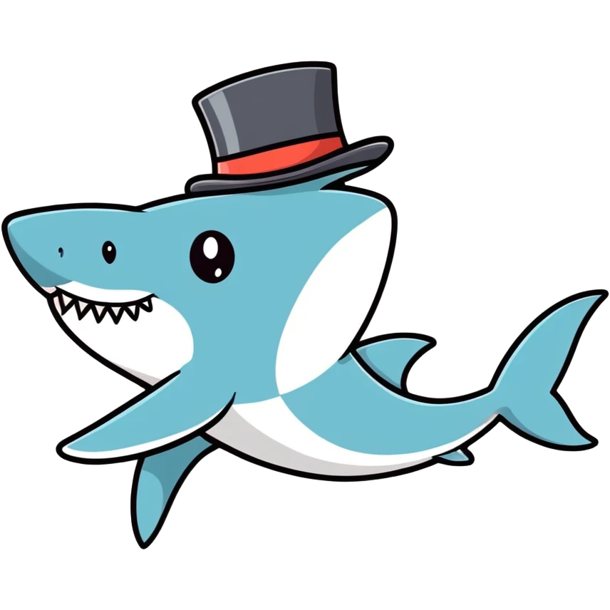 Shark with a top hat emoji