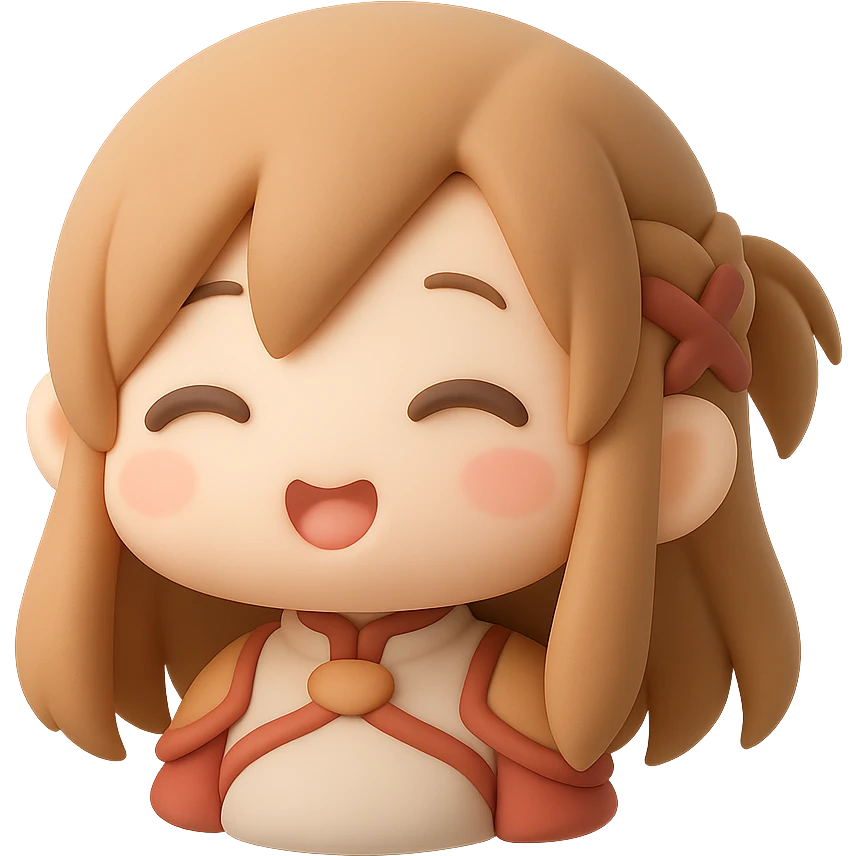 Sticker of Asuna from Sword Art Online in mochi style with a cute expression, inspired by the reference image. emoji