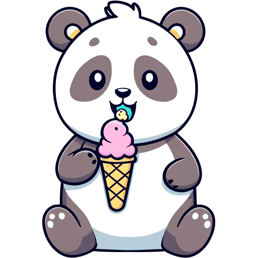 Panda eating ice cream emoji