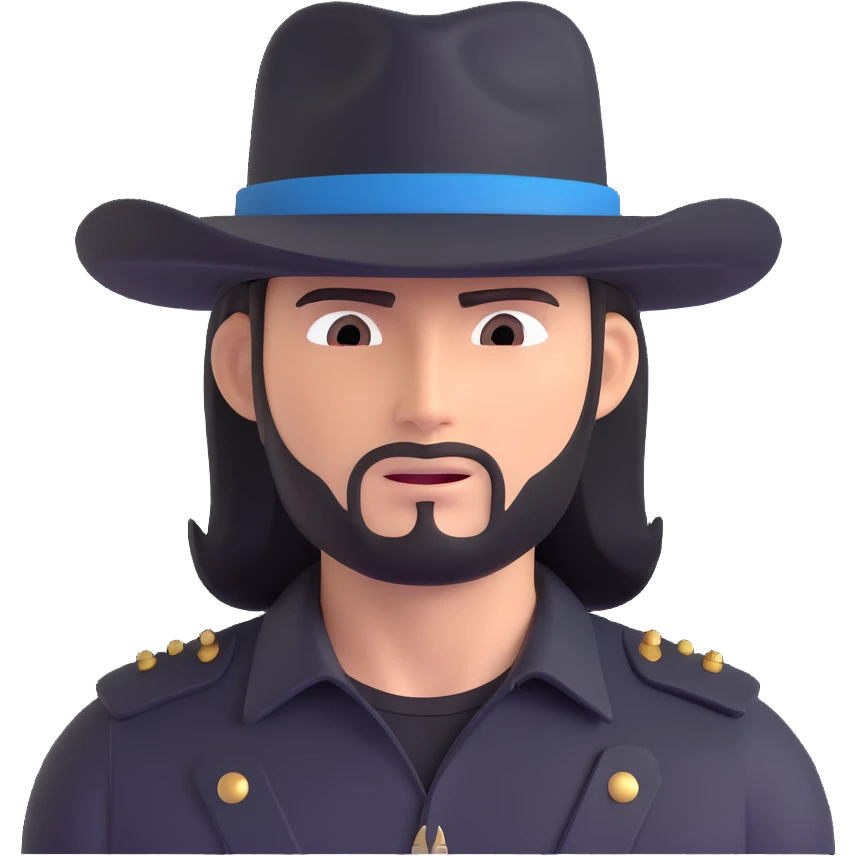billy jack hat, classic western style, black felt, flat crown, wide brim, simple leather band, iconic look emoji