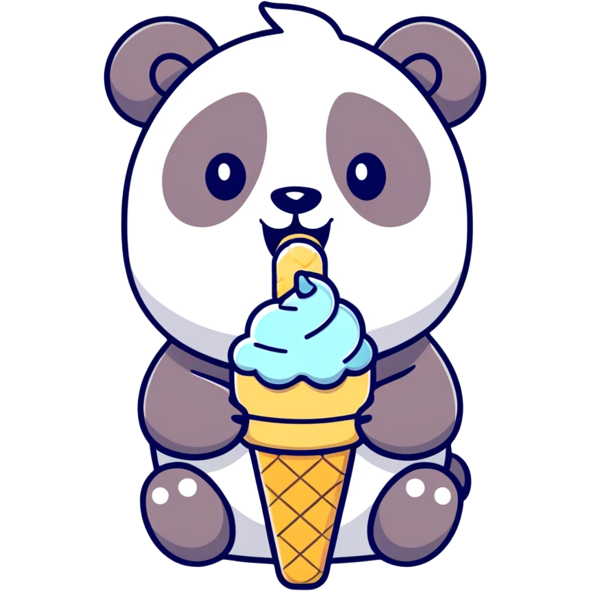 Panda eating ice cream emoji