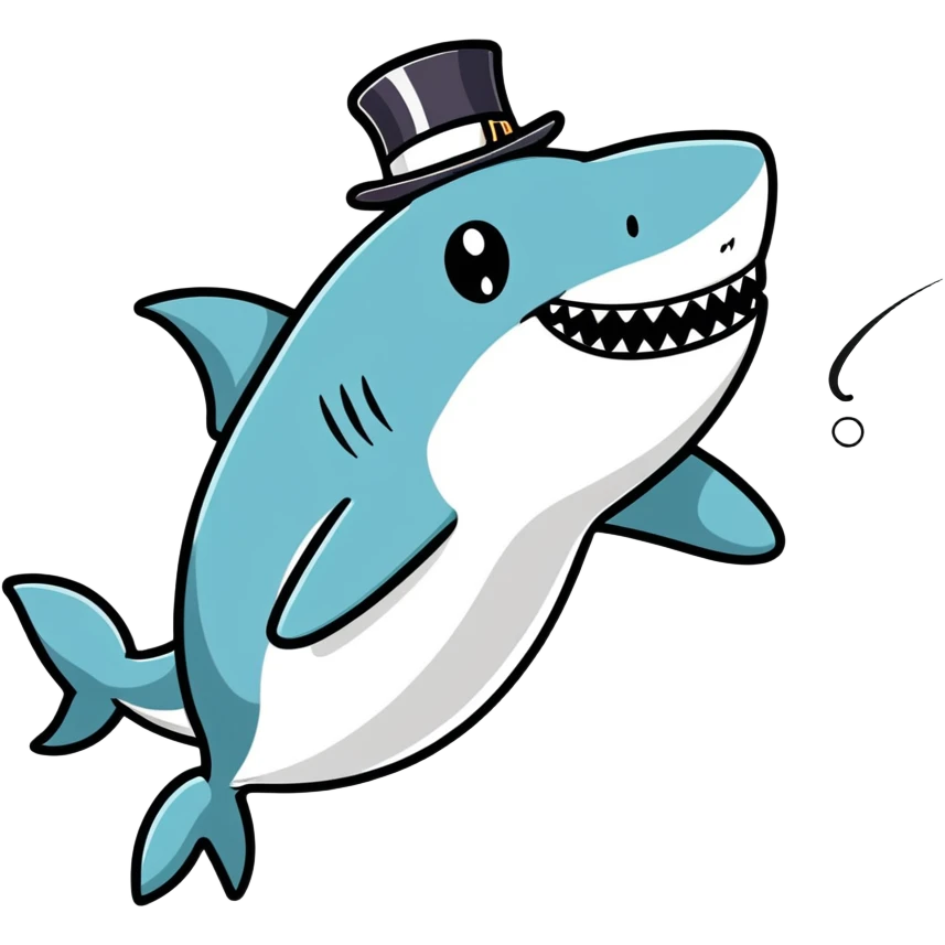 Shark with a top hat emoji