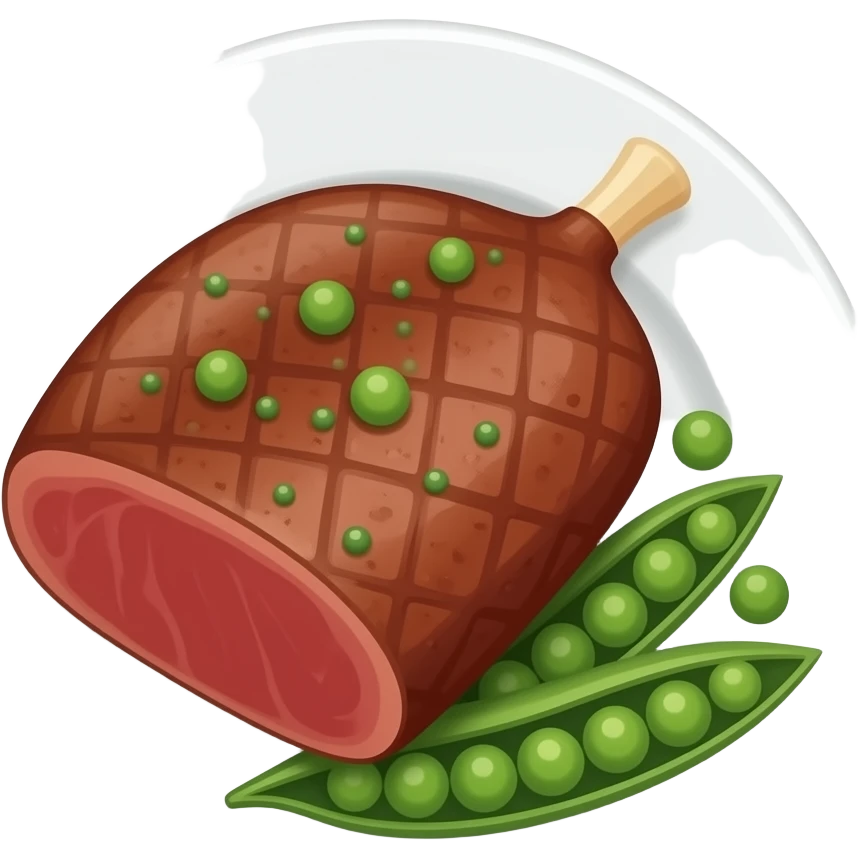 plato de carne roja con guisantes emoji