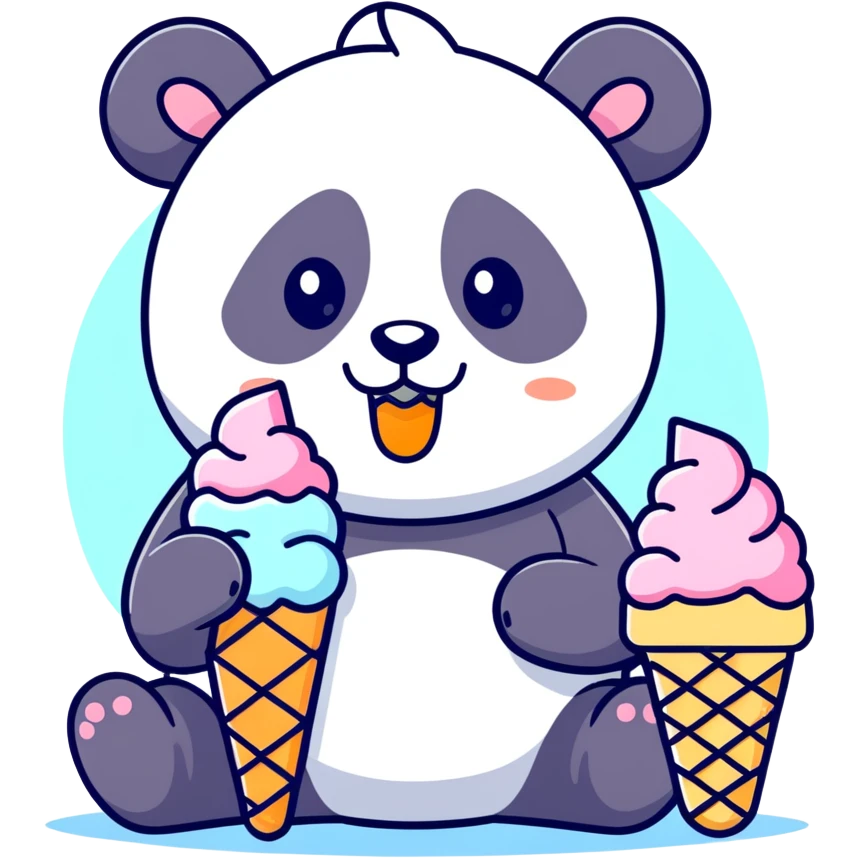 Panda eating ice cream emoji