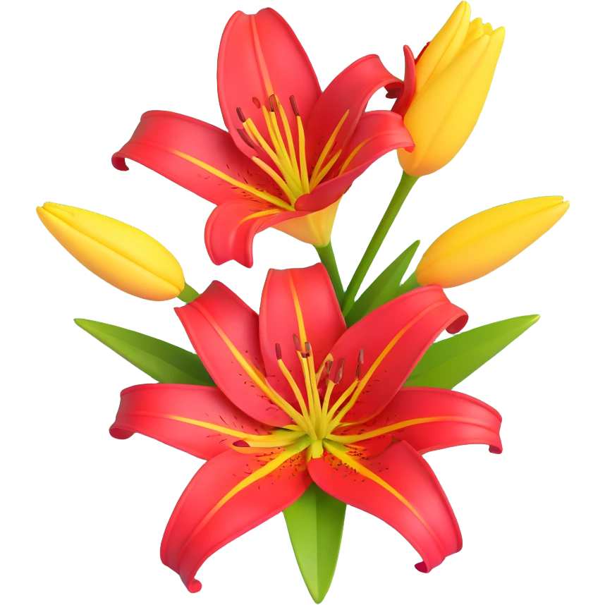 red and yellow lily flower, viewed from above emoji