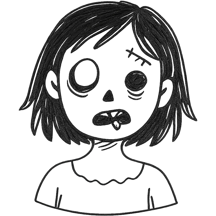 zombie girl with dark hair emoji