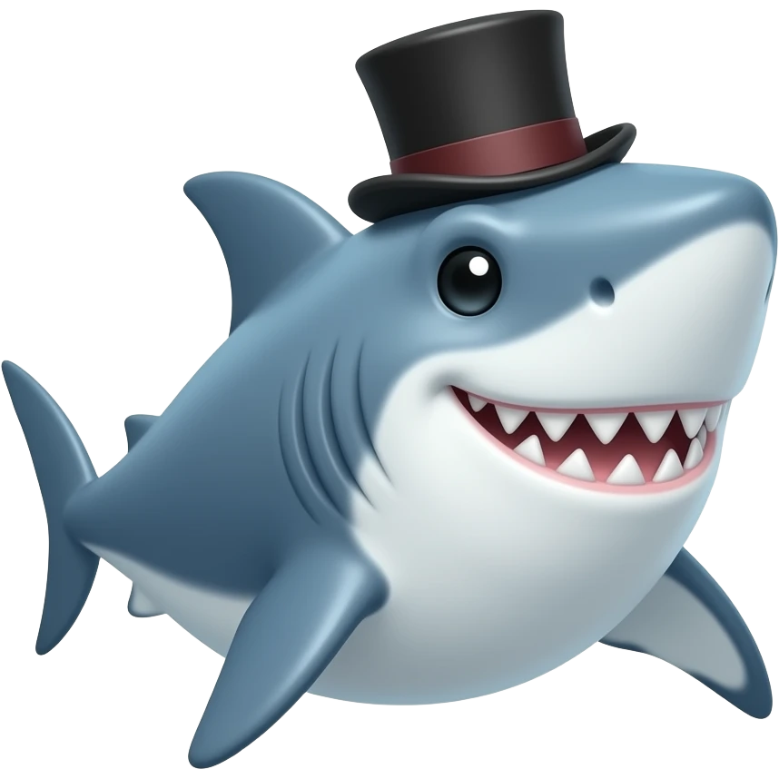 Shark with a top hat emoji