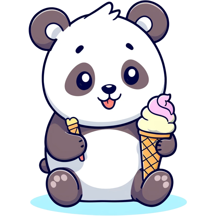 Panda eating ice cream emoji