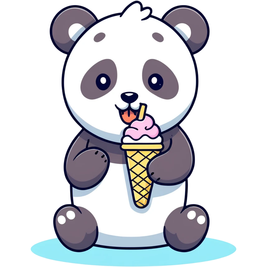 Panda eating ice cream emoji