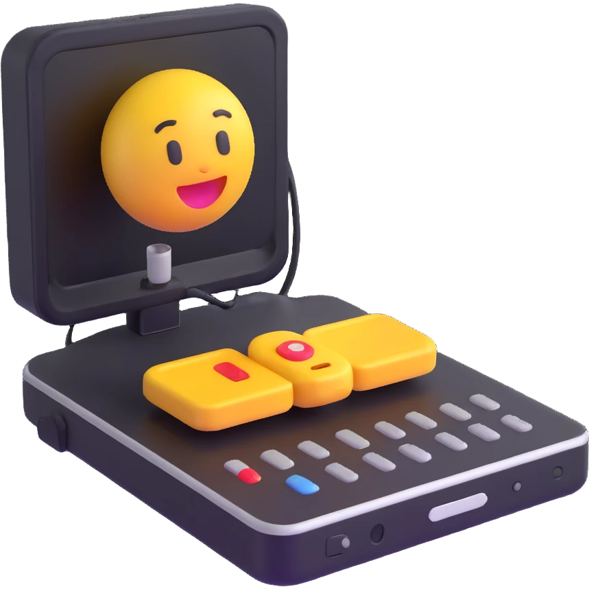 3D emoji-style ultrasound machine, compact and portable design, realistic details emoji