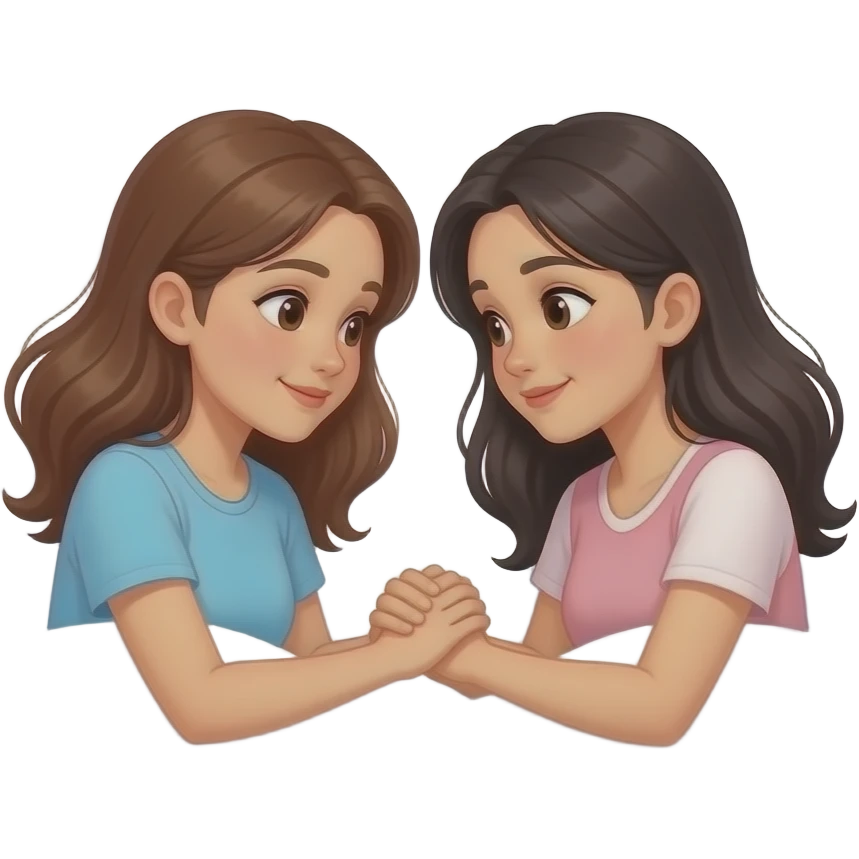2 girls in bed love emoji
