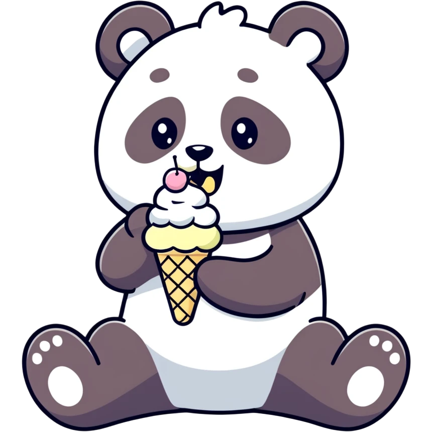 Panda eating ice cream emoji