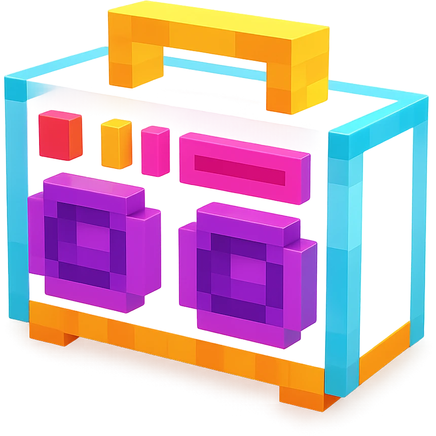 сделай белый святящейся бумбокс, no background emoji