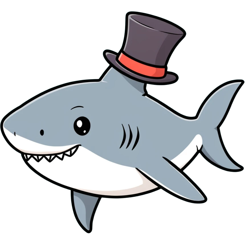 Shark with a top hat emoji