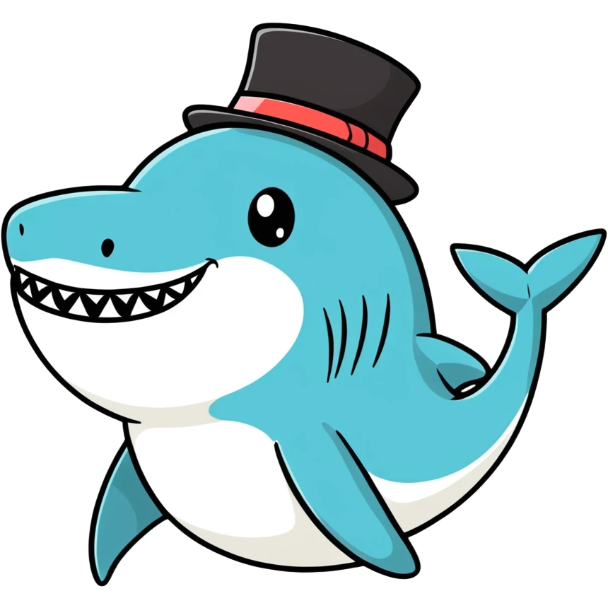 Shark with a top hat emoji